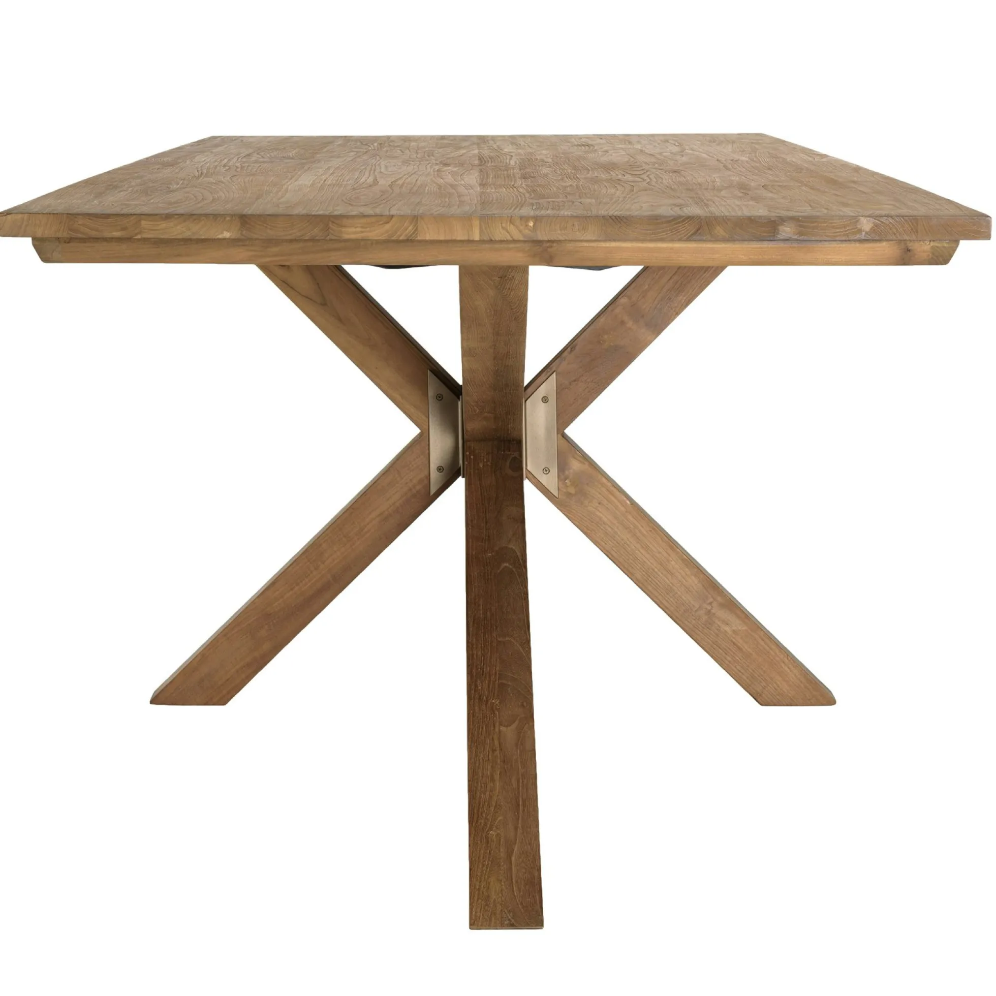 Table à manger 240 cm en teck recyclé massif pied mikado bois SWING