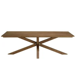 Table à manger 240 cm en teck recyclé massif pied mikado bois SWING