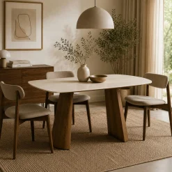 Table à manger céramique à bords arrondis 135 cm LARIO