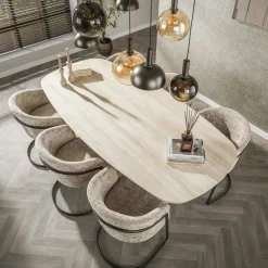 Table à manger céramique effet travertin 215 cm ASCOLI