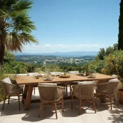 Table à manger de jardin 300 cm en bois de teck recyclé naturel SANTO