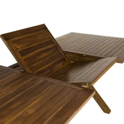 Table à manger de jardin extensible en teck 180/240 cm pieds croisés MACAO