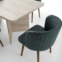 Table à manger design effet travertin pieds V 180 cm MARFA
