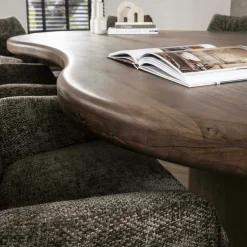 Table à manger design en bois d'acacia massif forme haricot 244 cm MYSORE