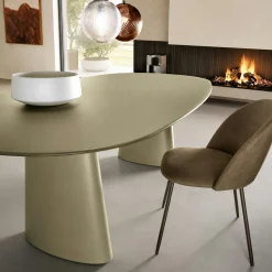 Table à manger design en verre finition vert organique 220 cm ALBA