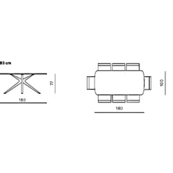 Table à manger design en verre ondulé 180 cm ALBA