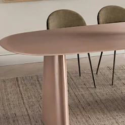 Table à manger design en verre rose argile 220 cm ALBA