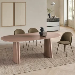 Table à manger design en verre rose argile 220 cm ALBA