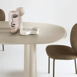 Table à manger design en verre taupe 220 cm ALBA
