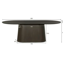 Table à manger design ovale en chêne brun 230 cm LOREN