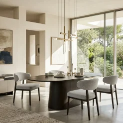 Table à manger design ovale en chêne brun 230 cm LOREN