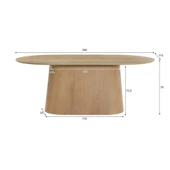 Table à manger design ovale en chêne clair 200 cm LOREN