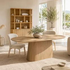 Table à manger design ovale en chêne clair 200 cm LOREN
