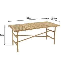 Table à manger en bambou 160x80cm CALVIA