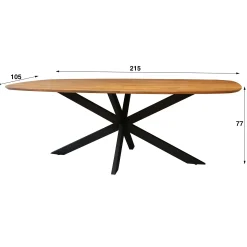 Table à manger en bois massif d'acacia avec bords arrondis 215 cm MELBOURNE