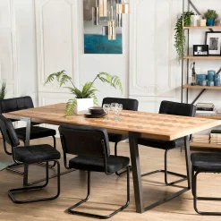 Table à manger en bois motifs chevrons 220 cm CARPATES