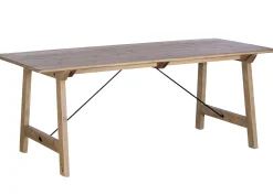 Table à manger en bois recyclé clair tréteaux 200 cm SALERNE