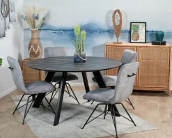 Table à manger en céramique noire mate forme ronde 140 cm BERGAME