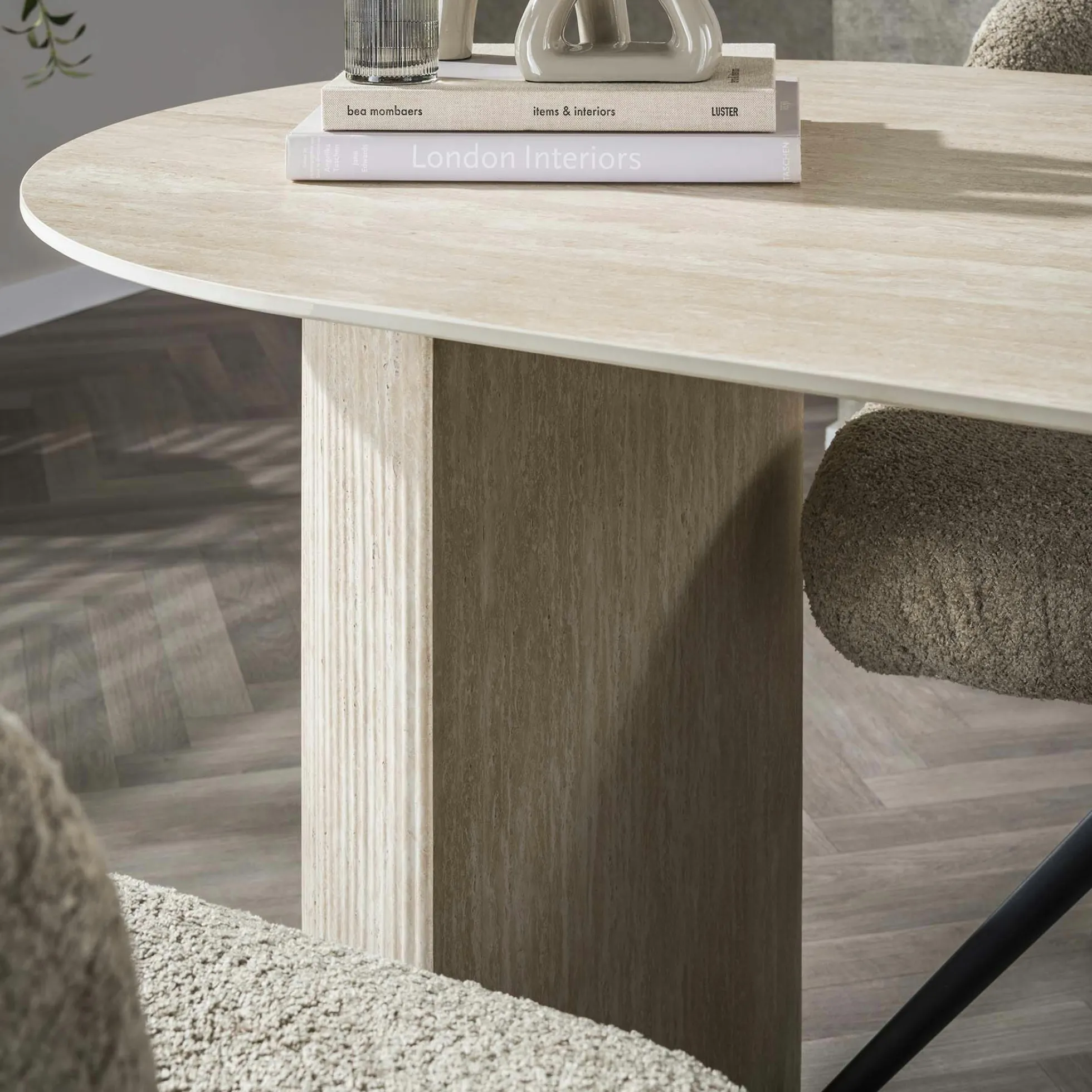 Table à manger en céramique – pieds colonne, 180 cm ASCOLI