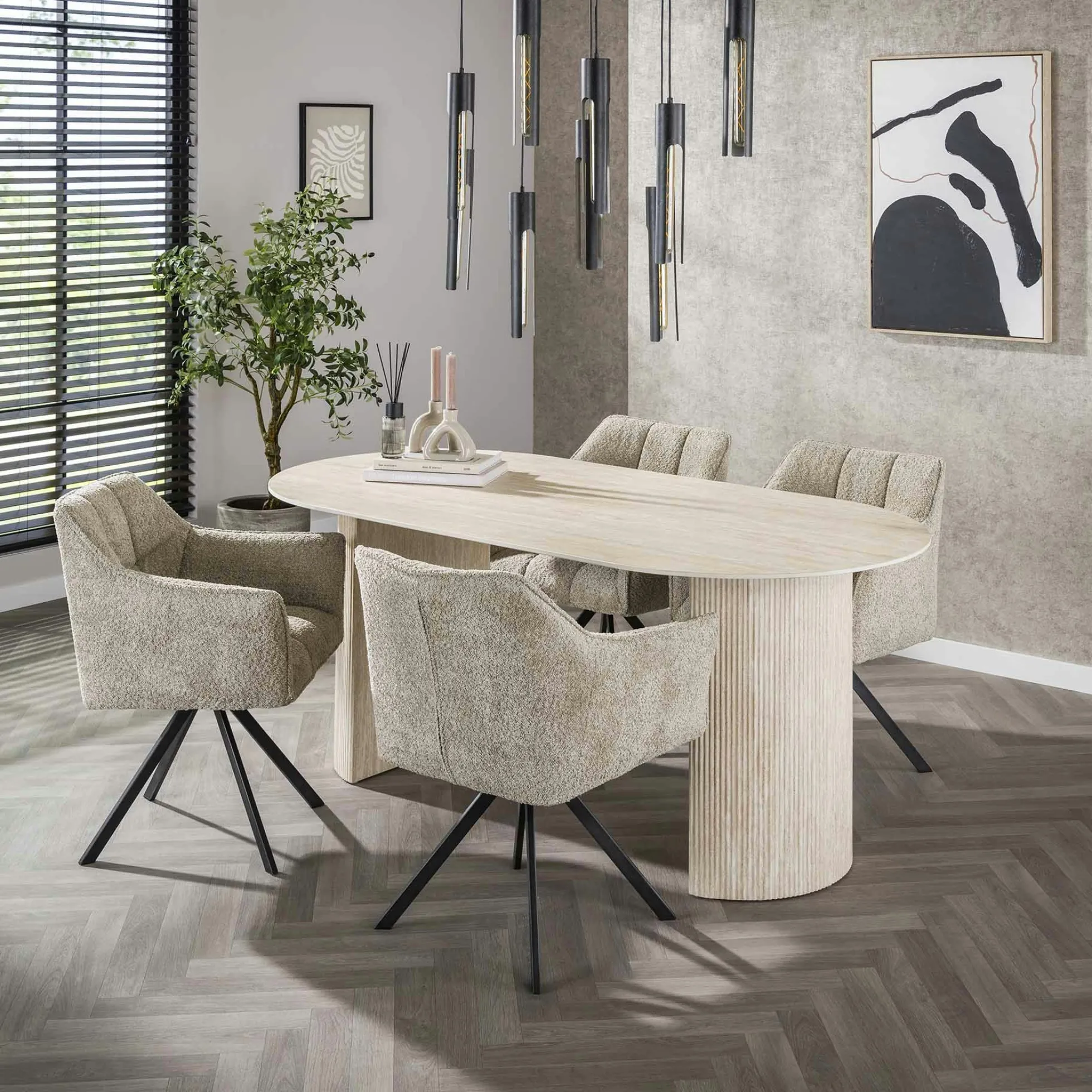 Table à manger en céramique – pieds colonne, 180 cm ASCOLI