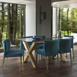 Table à manger en verre et bois 180 cm ALTA
