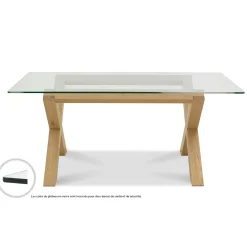 Table à manger en verre et bois 180 cm ALTA