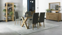 Table à manger en verre et bois 180 cm ALTA