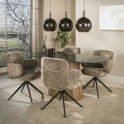 Table à manger en verre fumé design ovale organique 180 cm MILOS