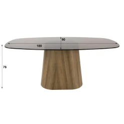 Table à manger en verre fumé design ovale organique 180 cm MILOS