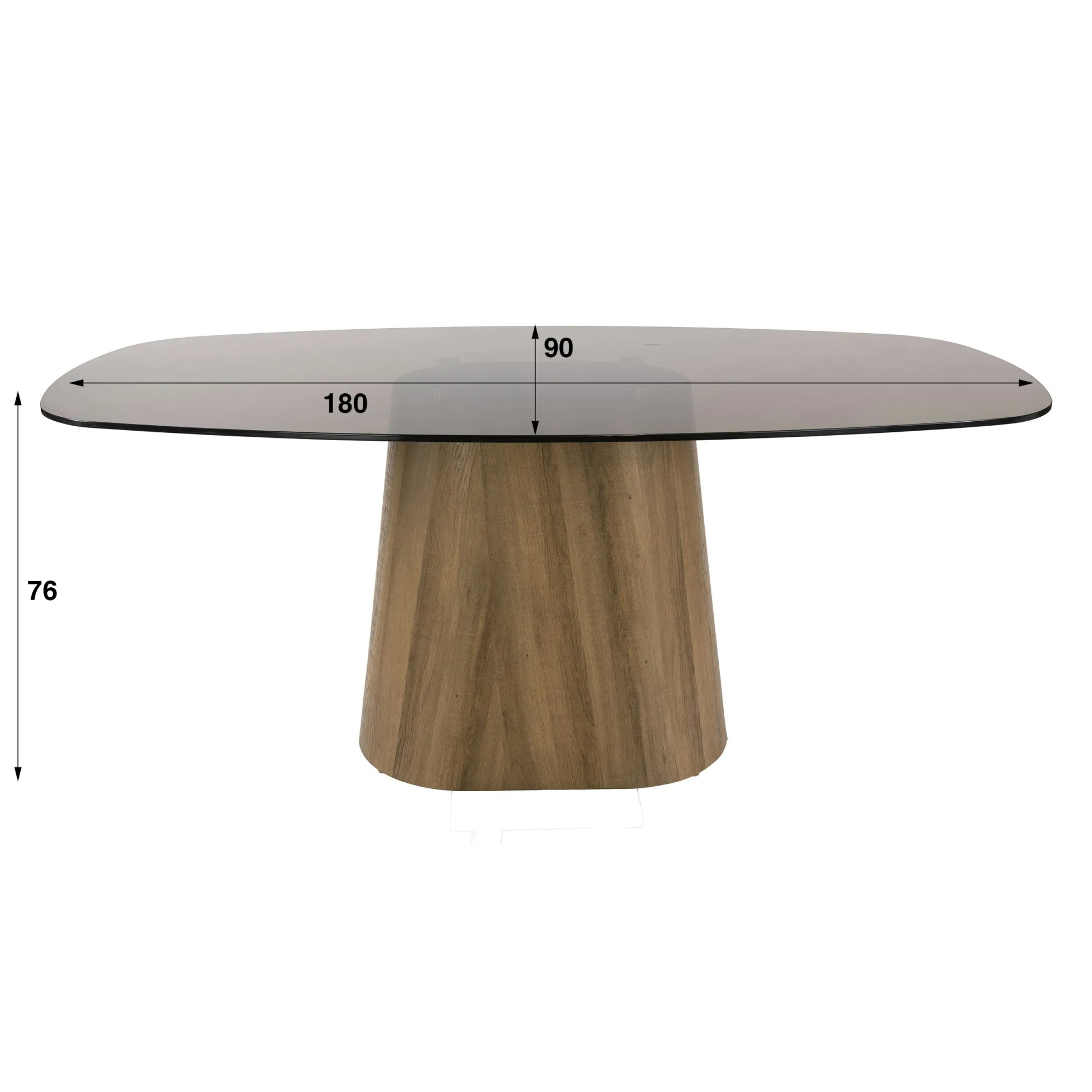 Table à manger en verre fumé design ovale organique 180 cm MILOS