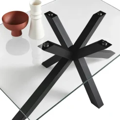 Table à manger en verre à pied central 160 cm ALBA