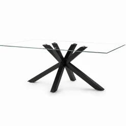 Table à manger en verre à pied central 160 cm ALBA