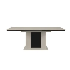 Table à manger extensible beige à pied central 160-200 cm ALVA