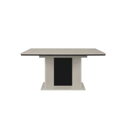 Table à manger extensible beige à pied central 160-200 cm ALVA