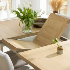 Table à manger extensible blanche campagne chic 130-180 cm VELIA
