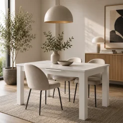 Table à manger extensible blanche 125-165 cm ALVA