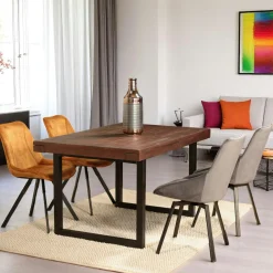 Table à manger extensible bois brun recyclé 140-180 SAMOA