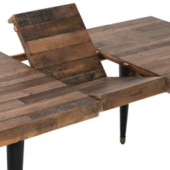 Table à manger extensible bois recyclé piètement effet laiton vieilli 140-180 cm ADÉLAÏDE