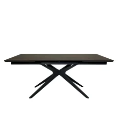 Table à manger extensible 180-280 cm céramique effet rouille pied croisé LOMBARDIE