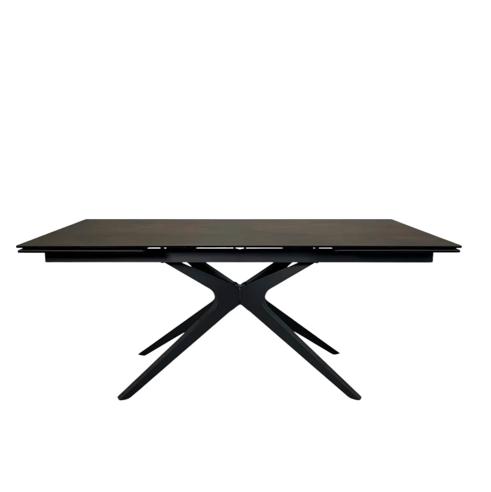 Table à manger extensible 180-280 cm céramique effet rouille pied croisé LOMBARDIE