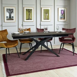 Table à manger extensible 180-280 cm céramique effet rouille pied croisé LOMBARDIE