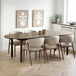 Table à manger extensible 200/250/300 cm placage chêne fumé KALKIE