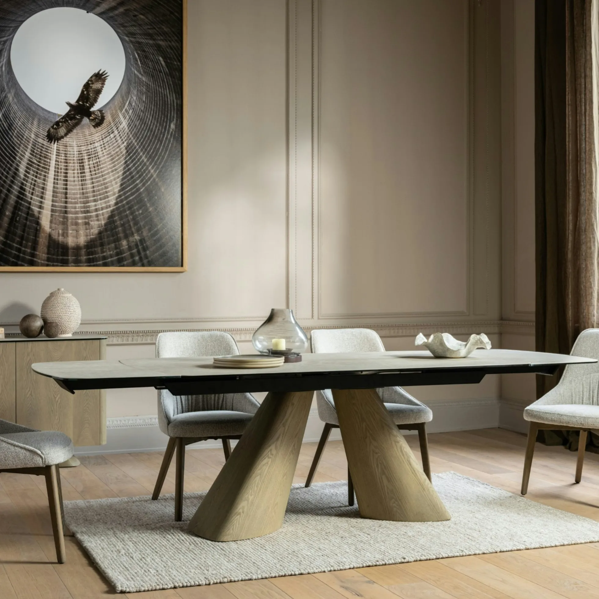 Table à manger extensible céramique & pieds design 180-260 cm CALA