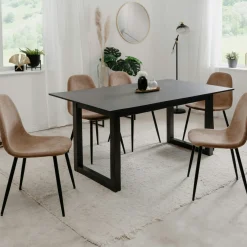 Table à manger extensible effet ardoise 160-200 cm ALVA