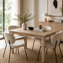 Table à manger extensible effet bois 120-160 cm ALVA