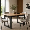 Table à manger extensible effet chêne 120-160 cm ALVA