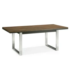 Table à manger extensible en chêne et métal brossé 190-240 RIMINI