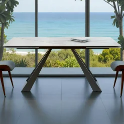 Table à manger extensible en céramique blanche 180-280 LOMBARDIE