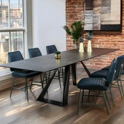 Table à manger extensible en céramique grise 180-280 LOMBARDIE