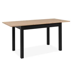 Table à manger extensible noire et effet bois 140-180 cm ALVA